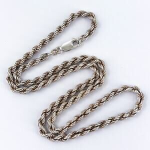 Vintage Sterling Silver 925 Rope Chain Necklace 18.5”